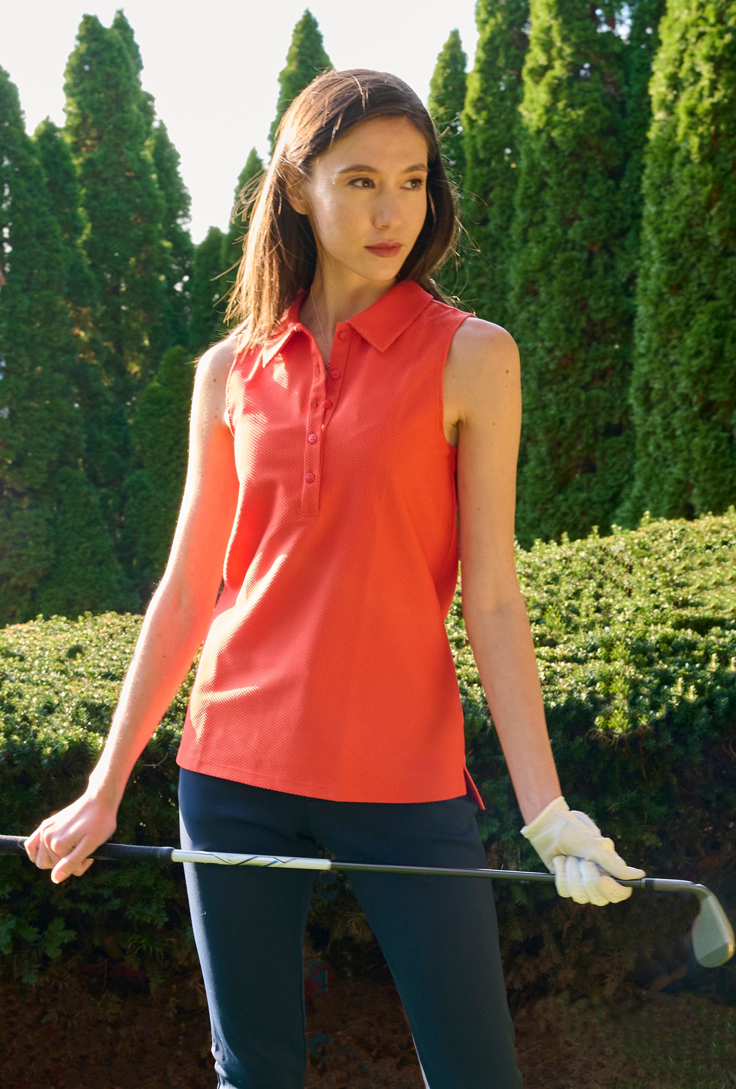 Red sleeveless 2025 polo shirt