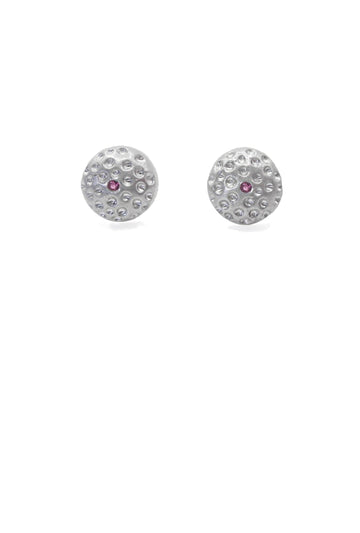 Silver Earrings with Pink Sapphire